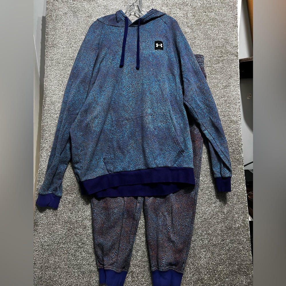Under Armour Men's Rival Terry Printed Hoodie and Sweatpants set outfit Size 4XL